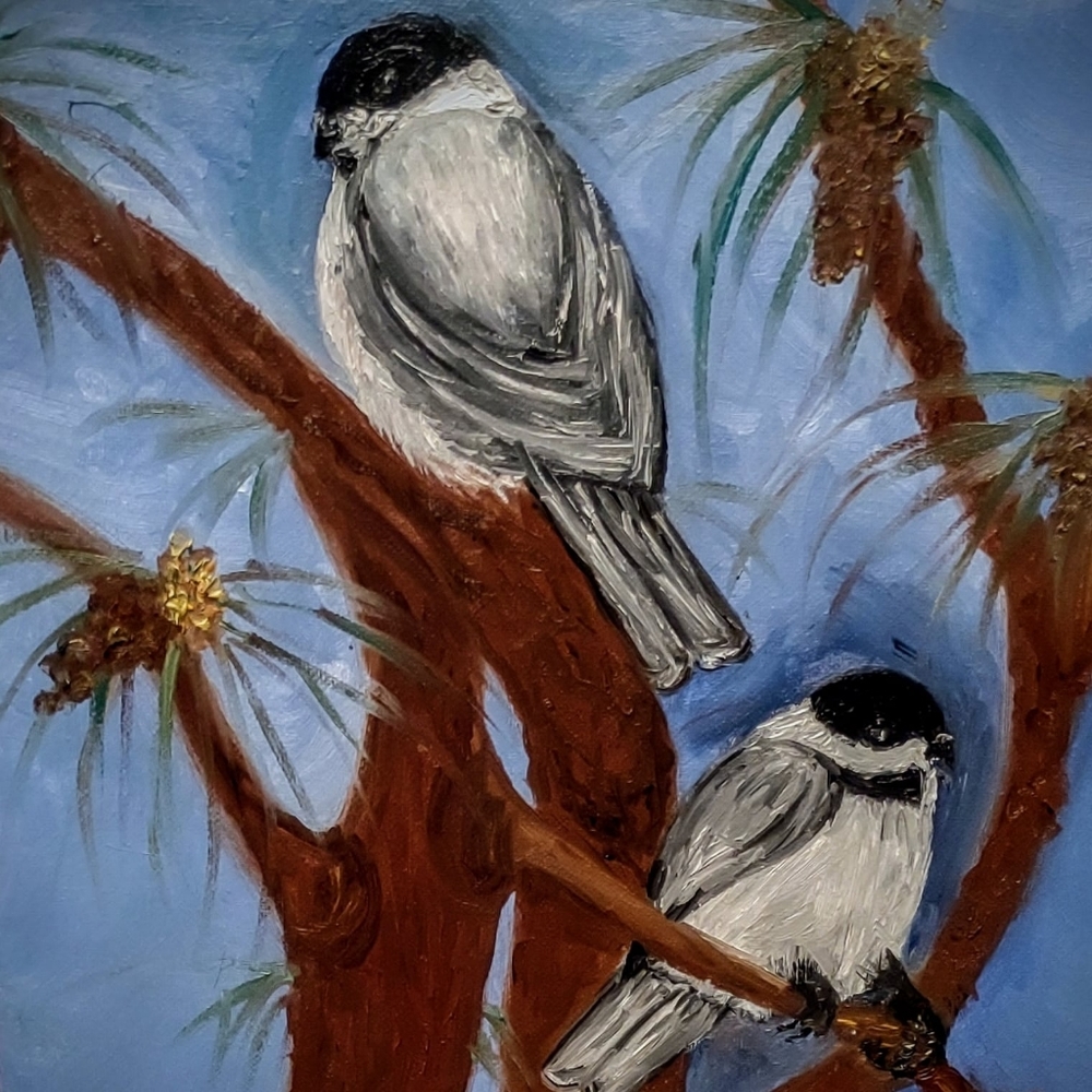 Original Oil Painting - "Winter Buddies"